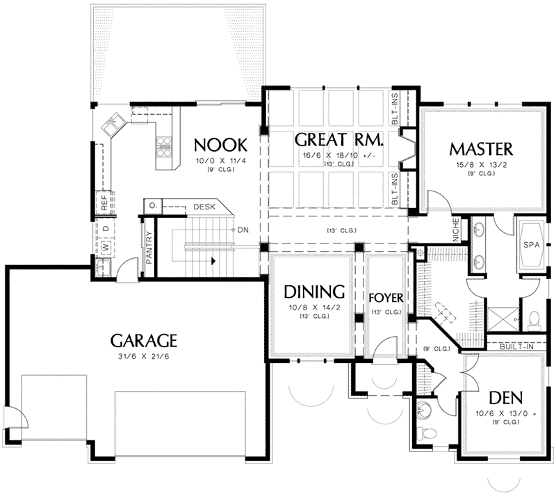 Arts & Crafts House Plan First Floor - Richert Ranch Home 011D-0317 - Shop House Plans and More