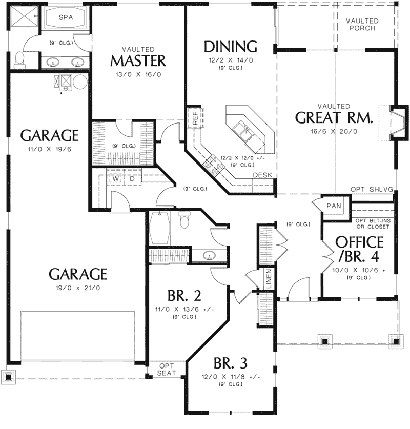 Country House Plan First Floor - Overlake Craftsman Home 011D-0330 | House Plans and More