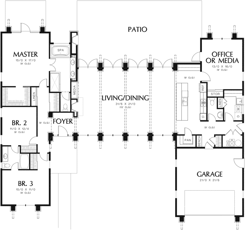 Rustic Home Plan First Floor 011D-0335