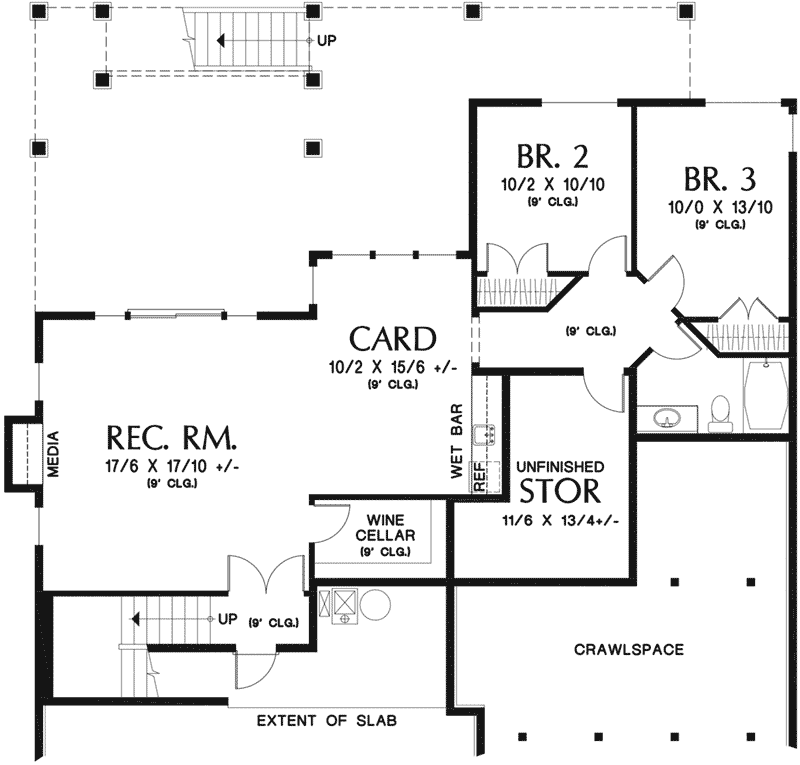 Craftsman House Plan Lower Level Floor - Chamblee Craftsman Home 011D-0340 - Search House Plans and More