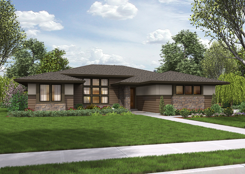 Modern House Plan Front of Home - Flora Canyon Ranch Home 011D-0344 - Search House Plans and More