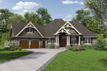 Craftsman House Plan Front Image - Craftsman Ranch House | One Story Craftsman House Plan