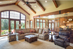 Luxury House Plan Great Room Photo 01 - Leigh Lane Rustic Country Ranch House - Shop House Plans and More