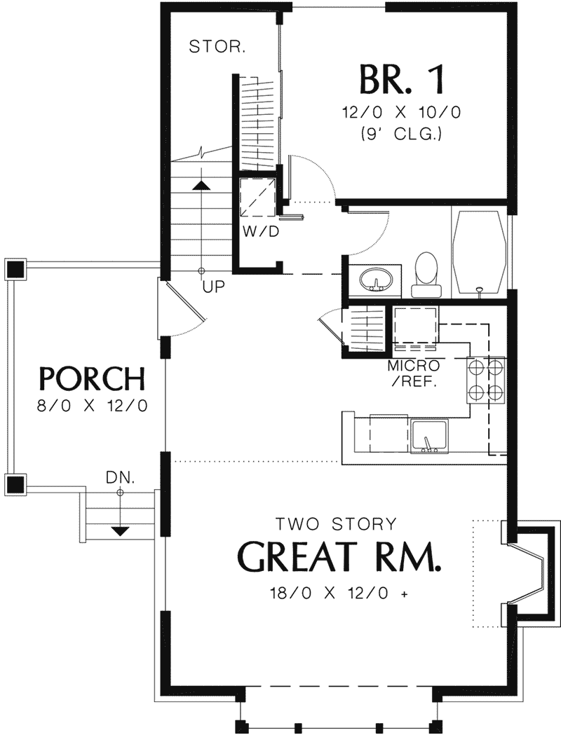 Arts & Crafts House Plan First Floor - Weslan Bay Narrow Lot Home 011D-0358 - Shop House Plans and More