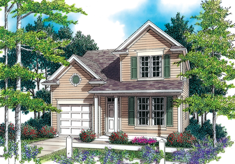 Traditional House Plan Front of Home - Plum Valley Narrow Lot Home 011D-0378 - Shop House Plans and More