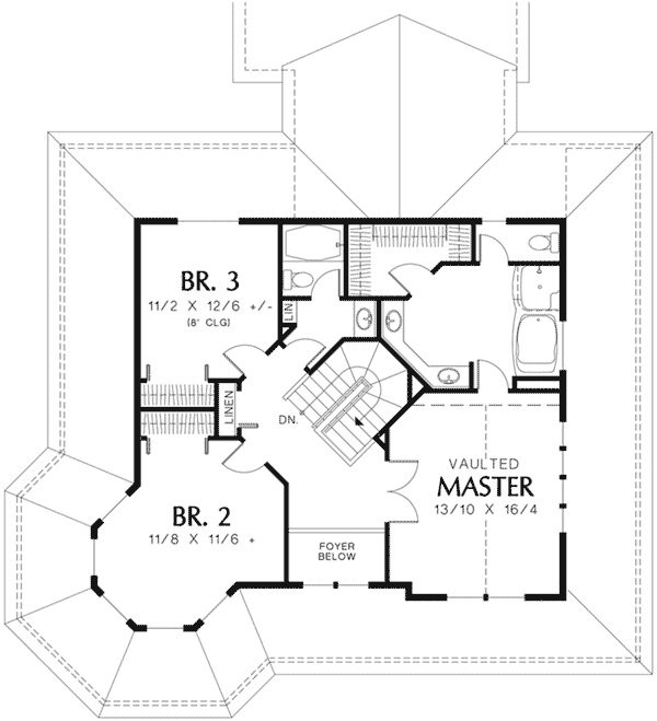 Country Home Plan Second Floor 011D-0393