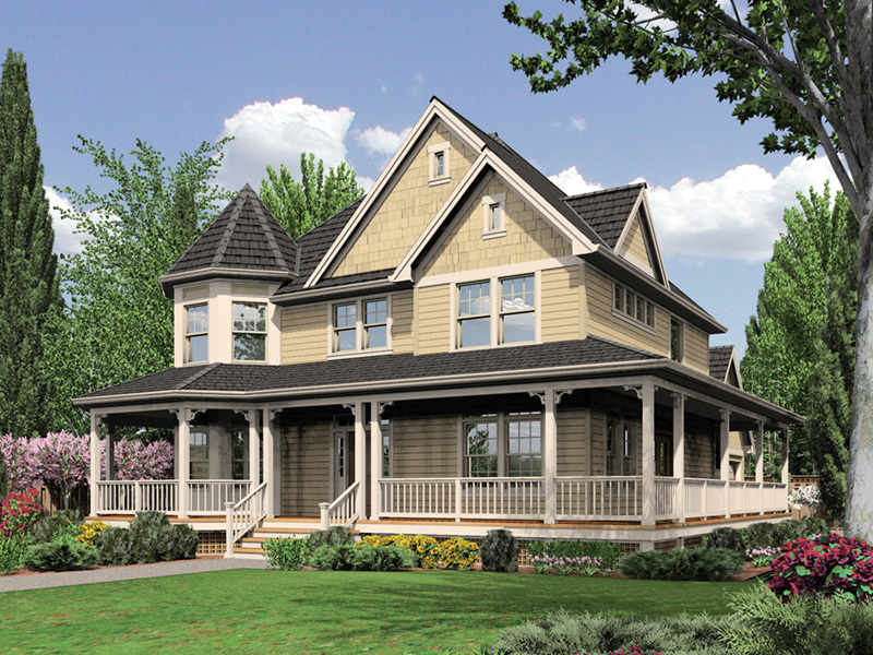 Farmhouse Plan Front Image - Emily Lane Victorian Home 011D-0393 - Search House Plans and More