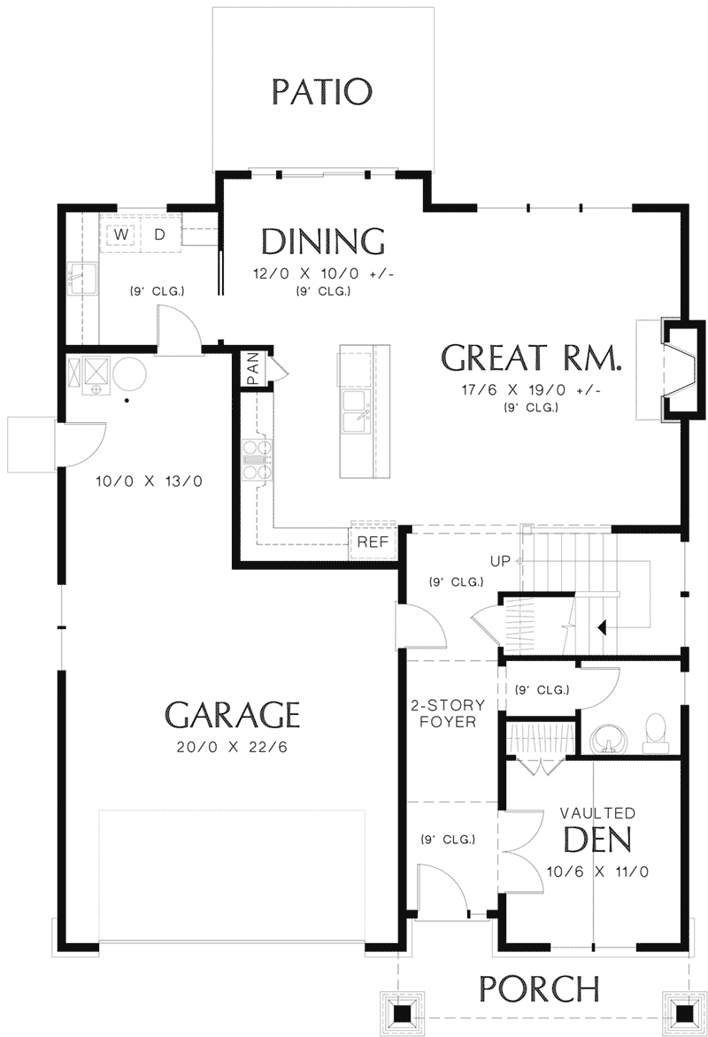 Craftsman Home Plan First Floor 011D-0395