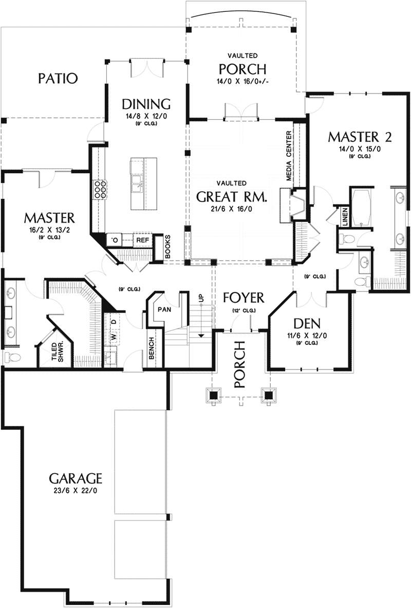 Arts & Crafts House Plan First Floor - Verbena Craftsman Home : Contemporary Craftsman-Style Home Plans