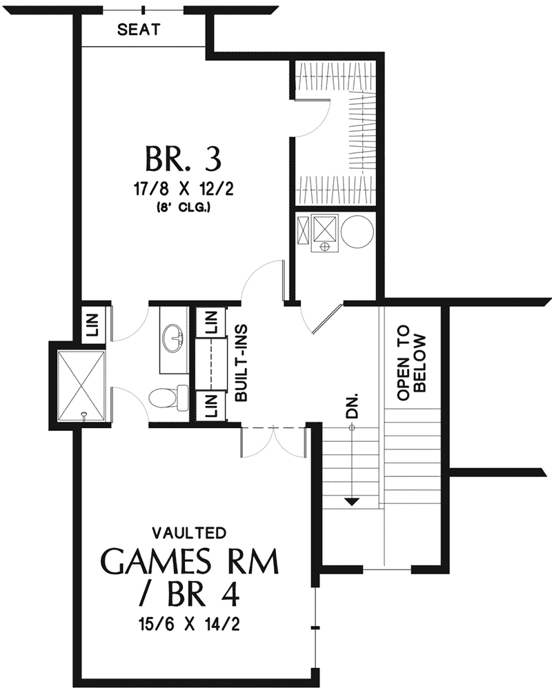 Craftsman Home Plan Second Floor 011D-0417