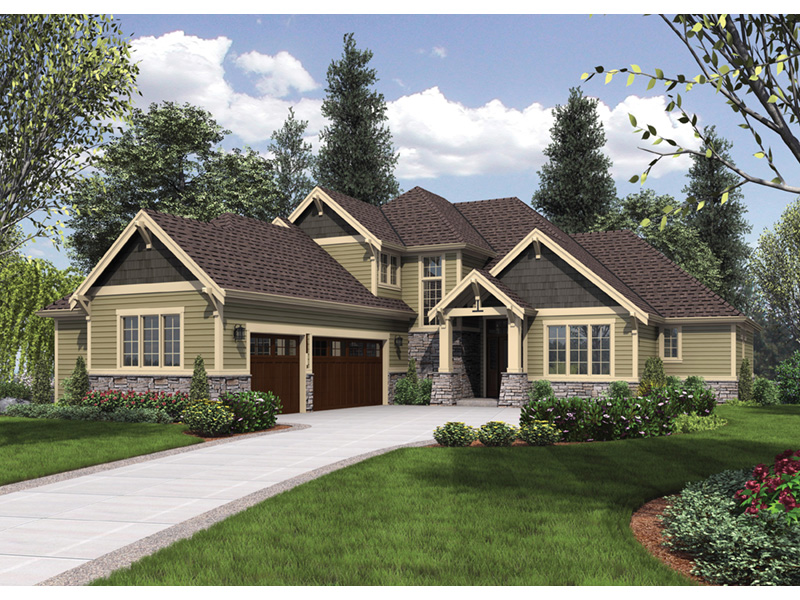 Arts & Crafts House Plan Front Photo 02 - Verbena Craftsman Home : Contemporary Craftsman-Style Home Plans