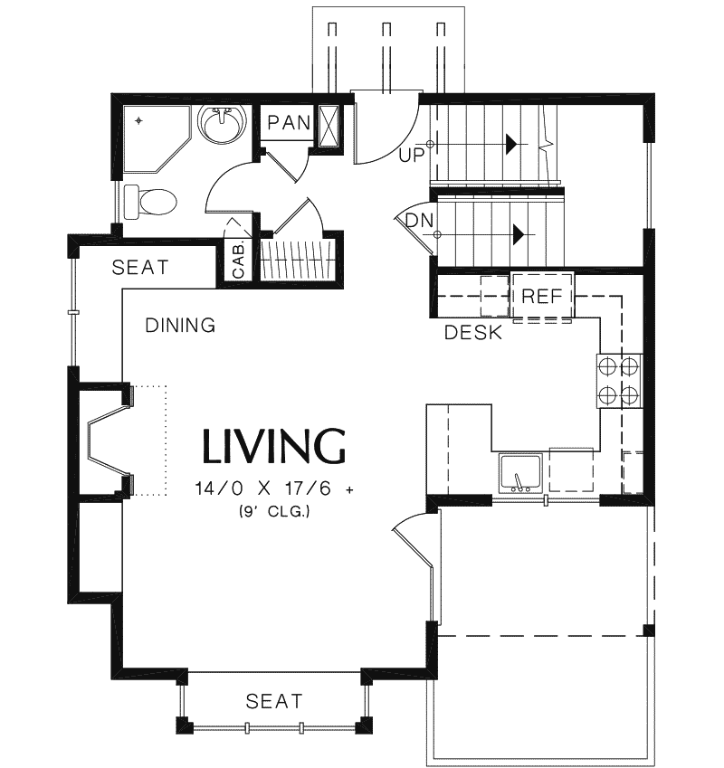 Craftsman House Plan First Floor - Daxton Sloping Lot Home 011D-0430 - Search House Plans and More