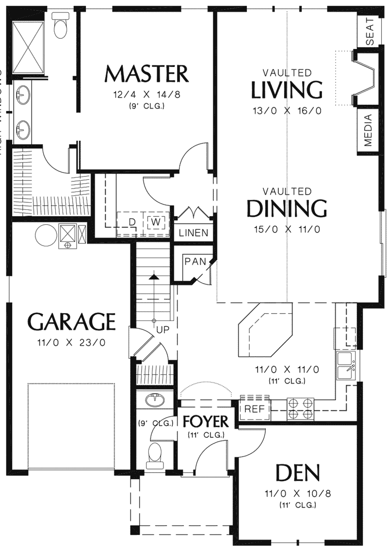 Shingle Home Plan First Floor 011D-0434