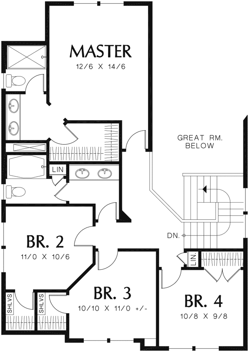 Neoclassical Home Plan Second Floor 011D-0464