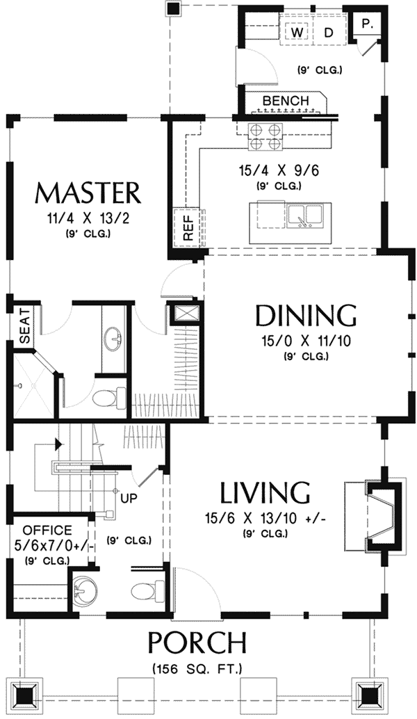 Craftsman Home Plan First Floor 011D-0489