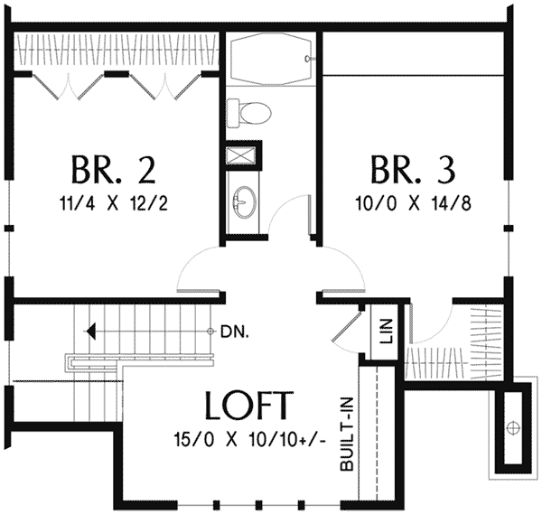 Arts & Crafts Home Plan Second Floor 011D-0489