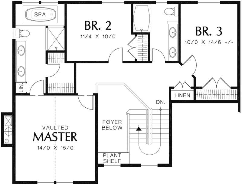 Neoclassical House Plan Second Floor - Rhodes Point Sloping Lot Home 011D-0519 - Shop House Plans and More