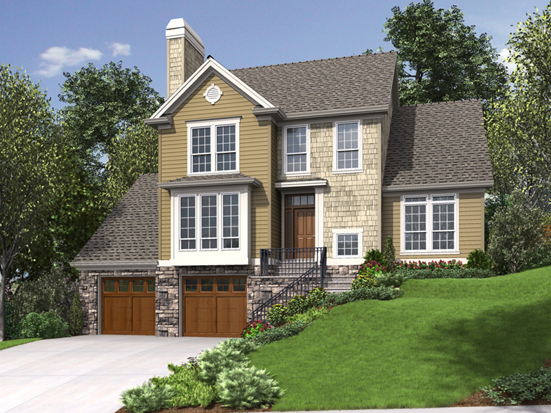 Neoclassical House Plan Front Photo 01 - Rhodes Point Sloping Lot Home 011D-0519 - Shop House Plans and More