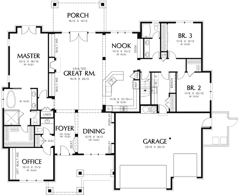 Mountain House Plan First Floor - Wrights Creek Craftsman Home 011D-0526 - Shop House Plans and More