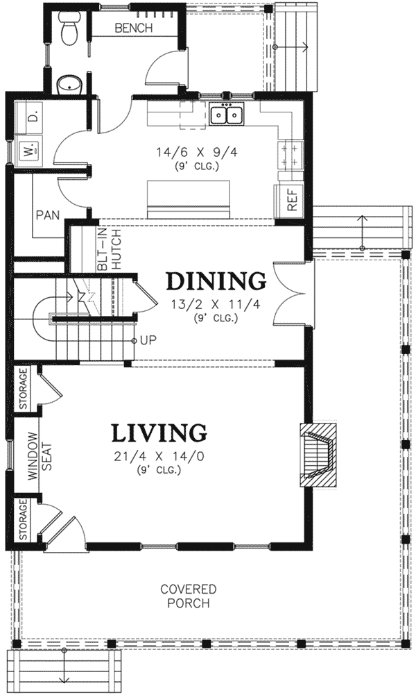 Shingle Home Plan First Floor 011D-0542