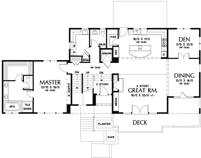 Neoclassical Home Plan First Floor 011D-0572