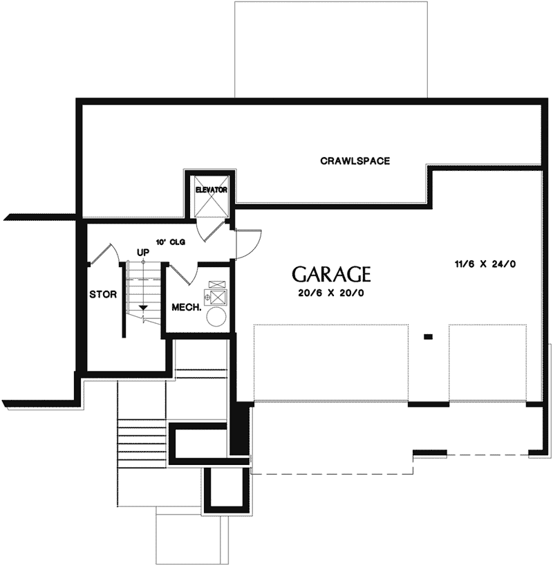 Prairie House Plan Lower Level Floor - Neva Canyon Modern House with Elevator - Shop House Plans and More