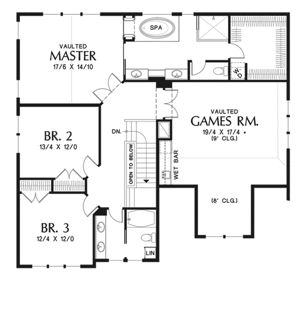 Shingle Home Plan Second Floor 011D-0574