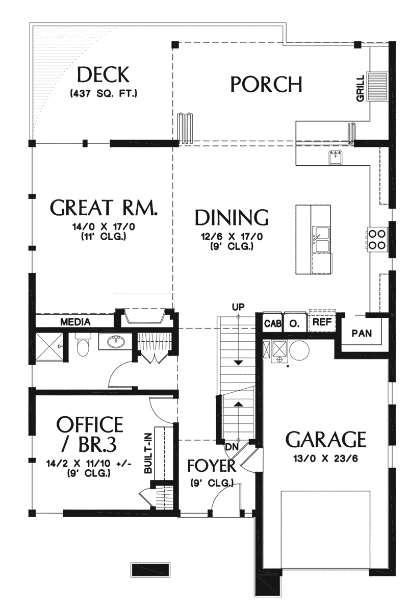 Contemporary Home Plan First Floor 011D-0586