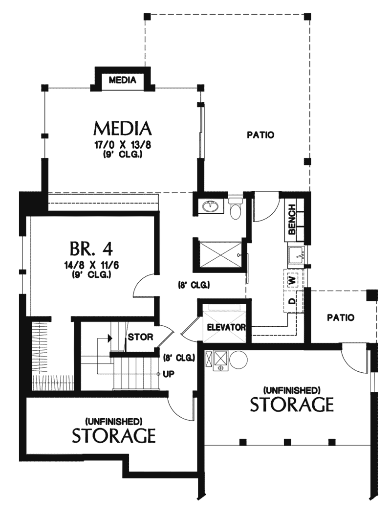 Modern House Plan Lower Level Floor - Modern Home Floor 011D-0588 - Search House Plans and More