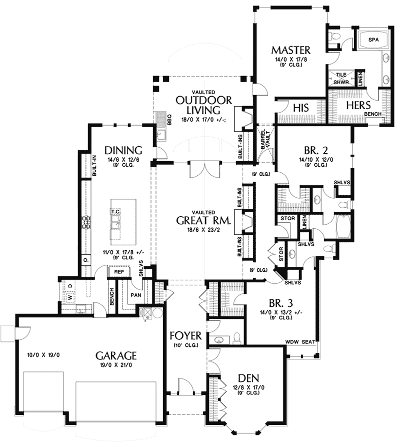 Traditional House Plan First Floor - Drexel Lane Ranch Home 011D-0590 - Search House Plans and More