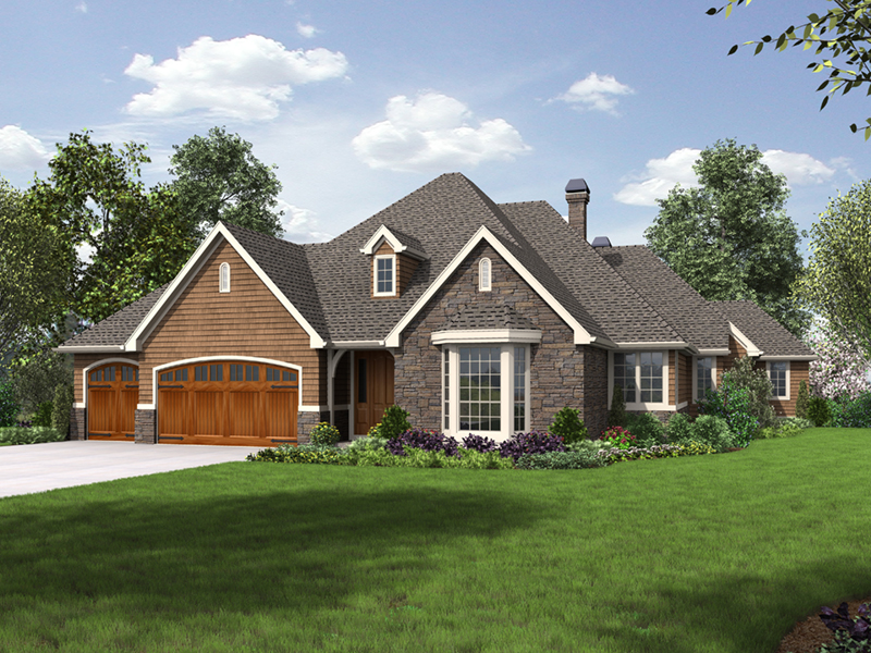 Traditional House Plan Front of Home - Drexel Lane Ranch Home 011D-0590 - Search House Plans and More