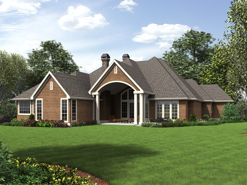 Traditional House Plan Rear Photo 01 - Drexel Lane Ranch Home 011D-0590 - Search House Plans and More