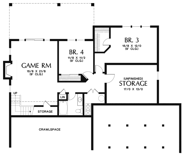 European House Plan Lower Level Floor - Mandy Lane Country Home 011D-0608 - Shop House Plans and More