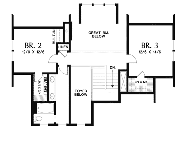 Prairie Style Floor Plan Home Plan Second Floor 011D-0622