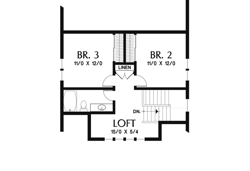 Bungalow Home Plan Second Floor 011D-0647