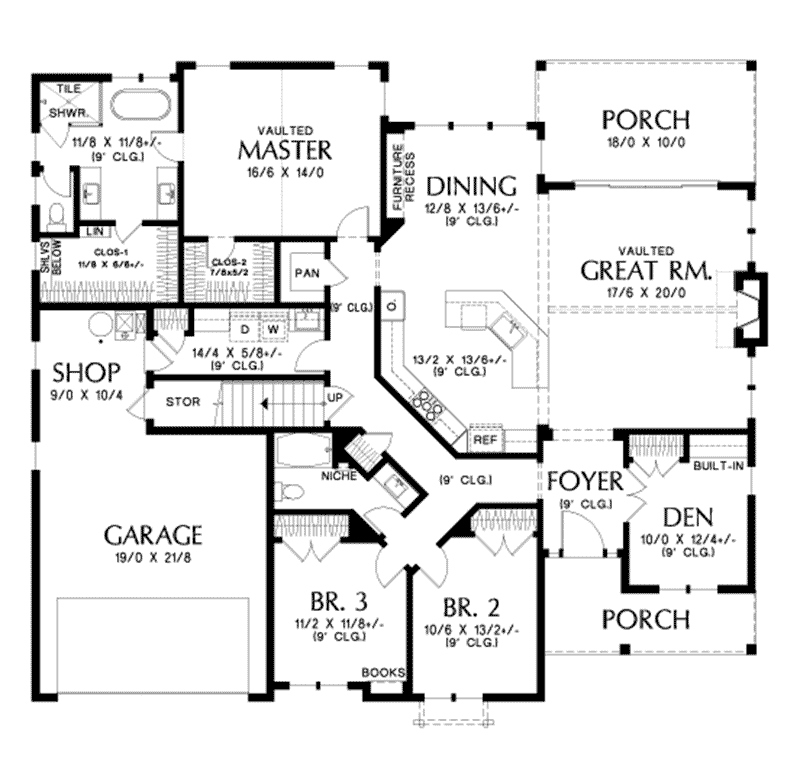 Craftsman House Plan First Floor - Finley Falls Modern Farmhouse 011D-0650 - Search House Plans and More