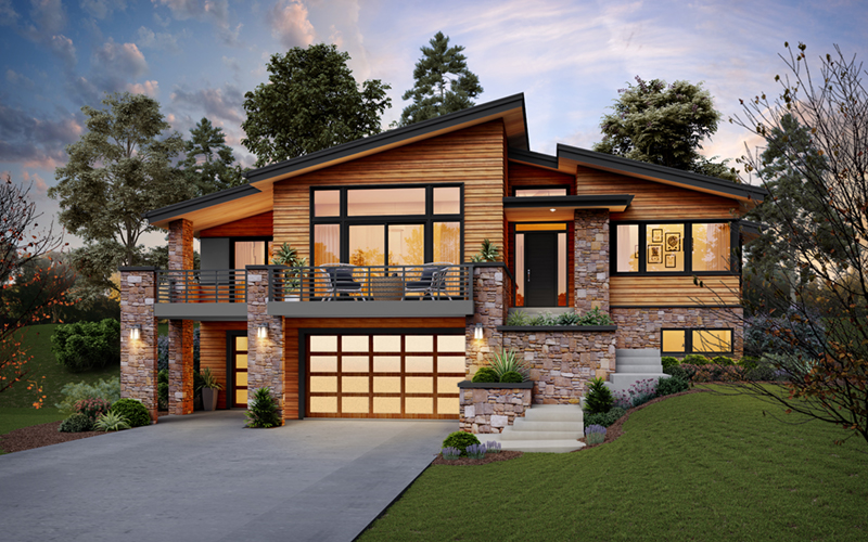 Waterfront House Plan Front of Home - Mesquite Ridge Modern Home 011D-0655 - Shop House Plans and More