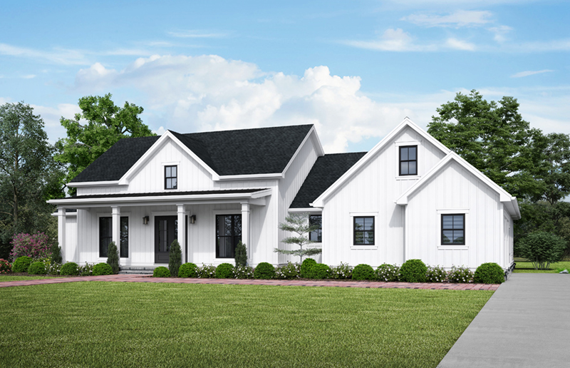 Farmhouse Plan Front of Home - 011D-0661 | House Plans and More