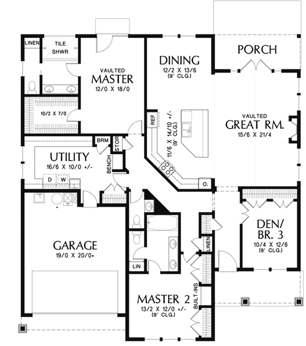 Arts & Crafts Home Plan First Floor 011D-0665