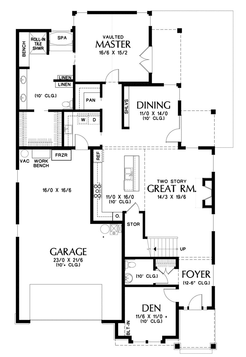 Craftsman House Plan First Floor - 011D-0673 | House Plans and More