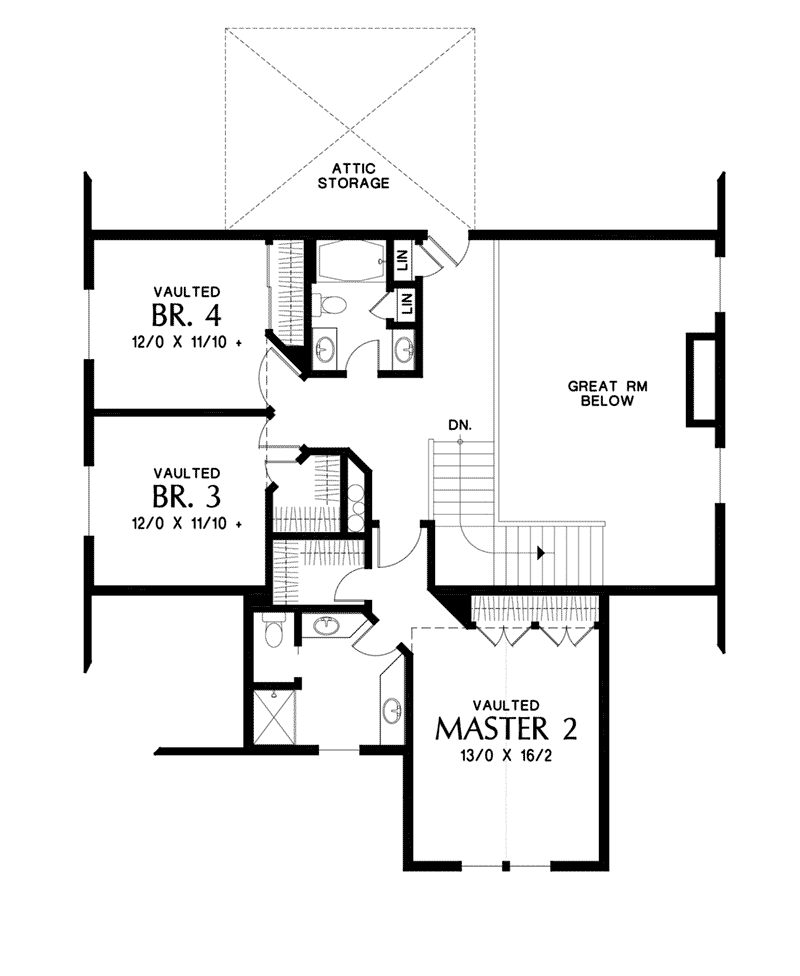 Craftsman House Plan Second Floor - 011D-0673 | House Plans and More