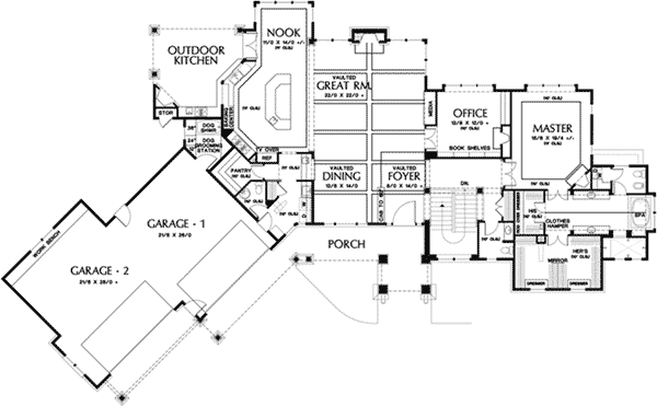 Ranch Home Plan First Floor 011S-0001