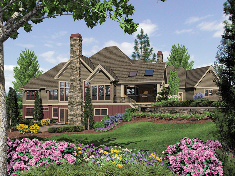 Waterfront House Plan Color Image of House - Cliffwood Trail Lodge Home 011S-0001 | House Plans and More