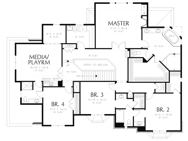 Neoclassical Home Plan Second Floor 011S-0002