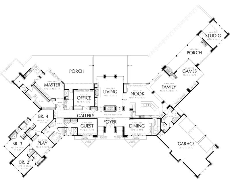 Contemporary Home Plan First Floor 011S-0003