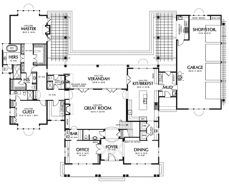 Arts & Crafts House Plan First Floor - Catherine Manor Cape Cod Home 011S-0005 | House Plans and More