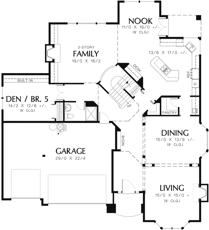 Traditional Home Plan First Floor 011S-0031