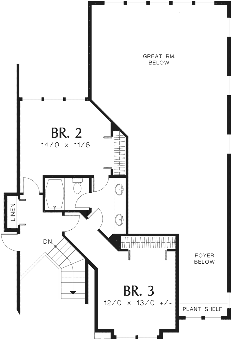 Shingle Home Plan Second Floor 011S-0032