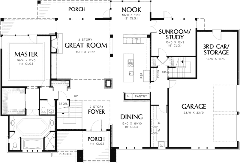 Contemporary Home Plan First Floor 011S-0040