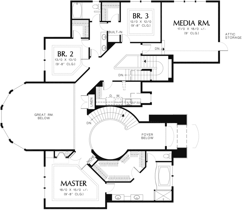 Florida House Plan Second Floor - 011S-0060 - Shop House Plans and More